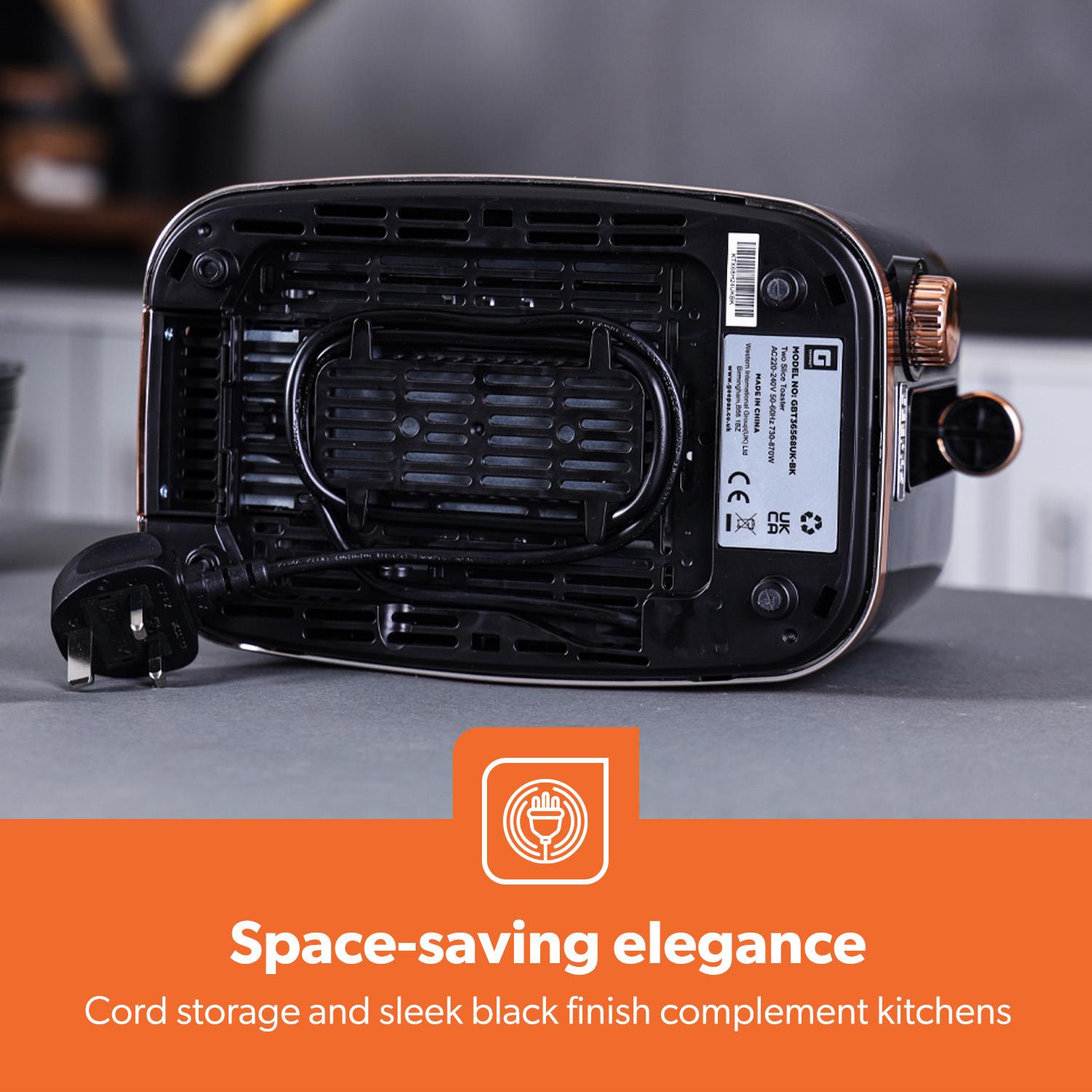 Aurora Black and Rose Gold 3-In-1 Microwave, Kettle & Toaster Set