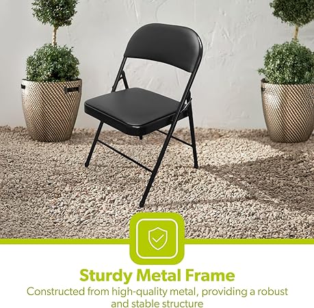 2x Padded Metal Folding Chairs For Outdoor and Indoor