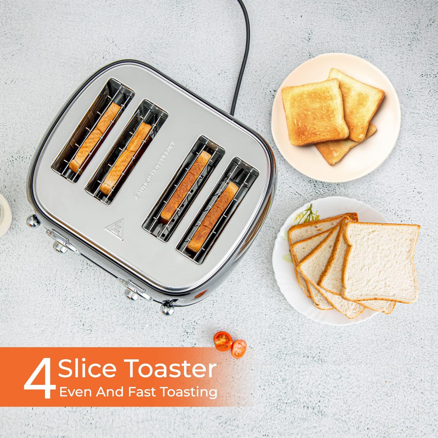 Premium Four-Slice Vintage Toaster and 1.8L Glass LED Kettle