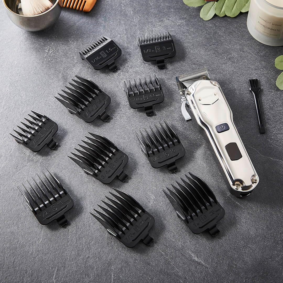 Chrome LED Rechargeable Cordless Waterproof Beard Trimmer & Hair Clipper
