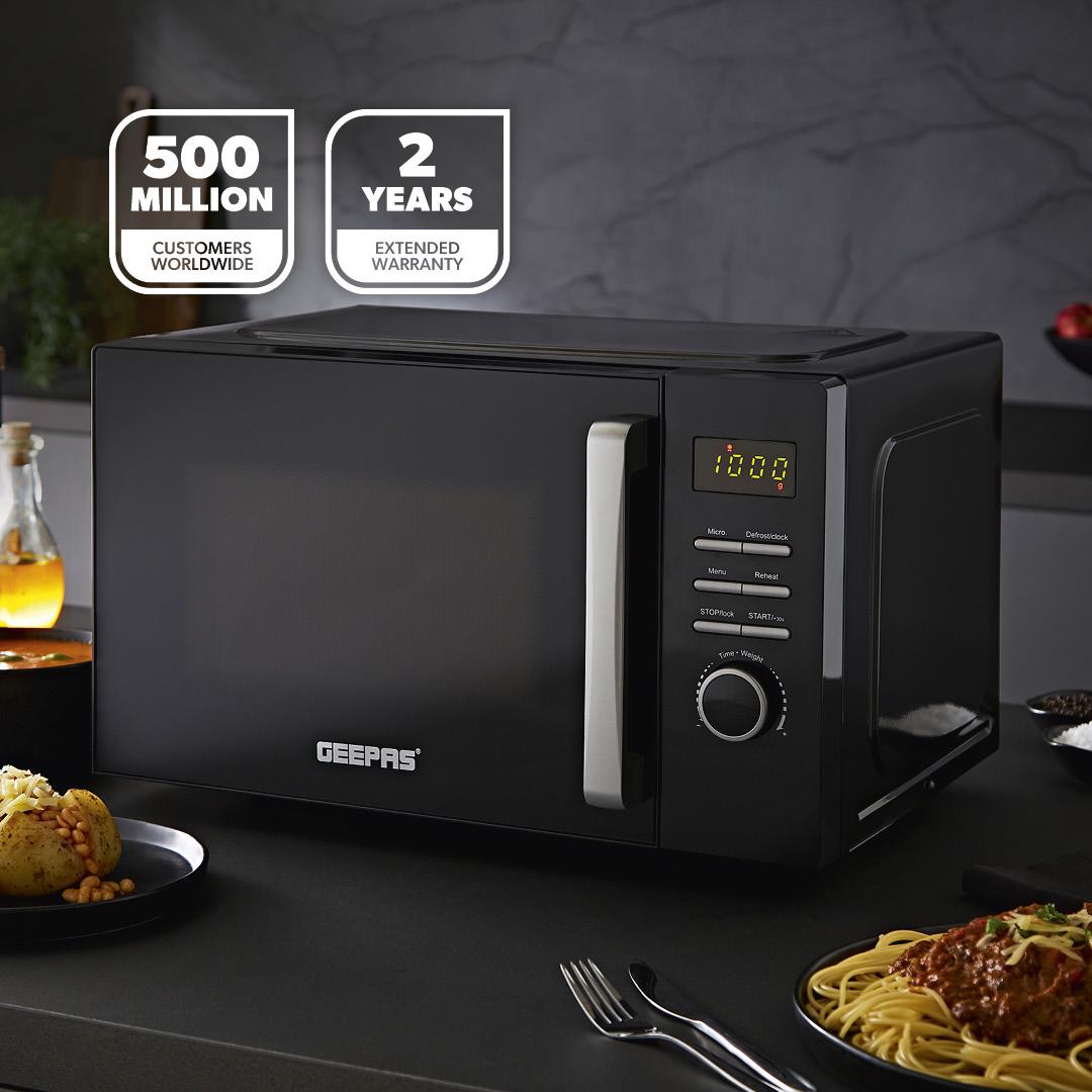 23L Black Digital Microwave Oven With 60 Minute Timer