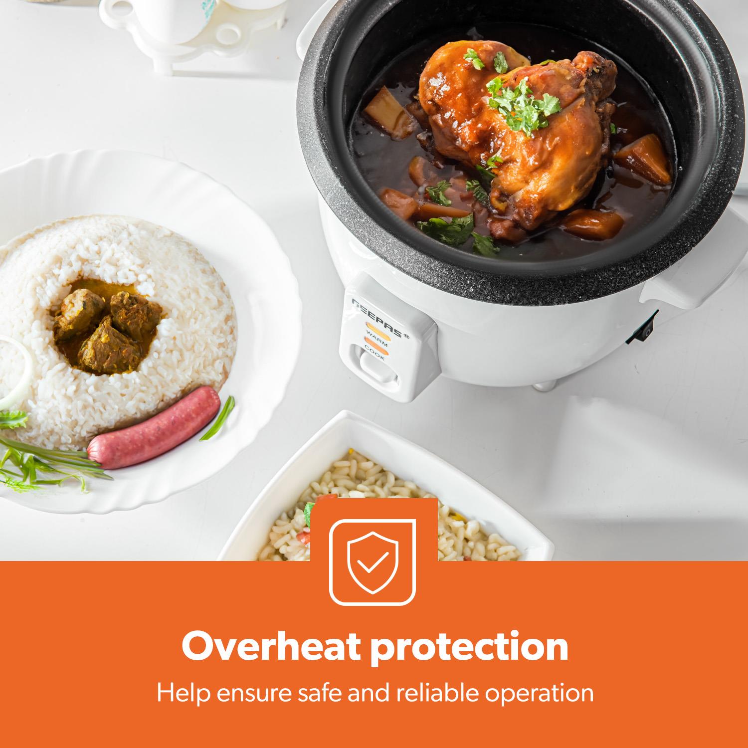 0.6L White Non-Stick Electric Rice Cooker With Cup & Spatula