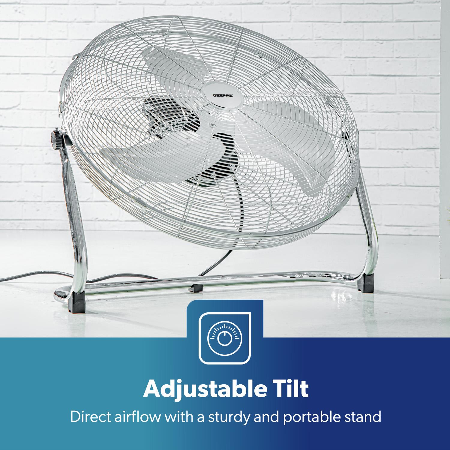 16'' Silver Chrome High-Velocity Floor Fan Fan