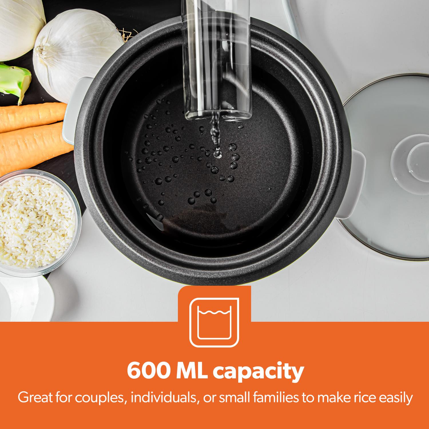 0.6L White Non-Stick Electric Rice Cooker With Cup & Spatula
