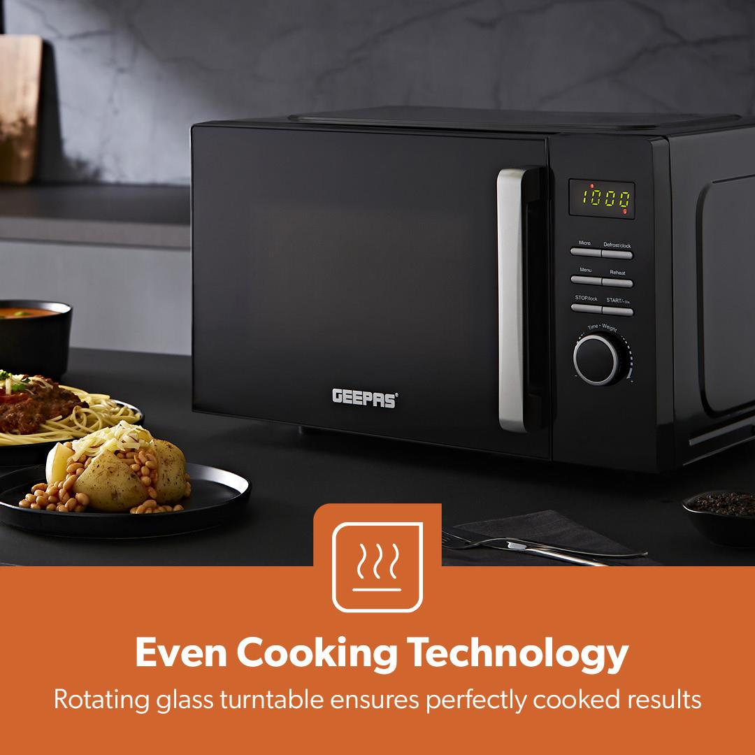 23L Black Digital Microwave Oven With 60 Minute Timer