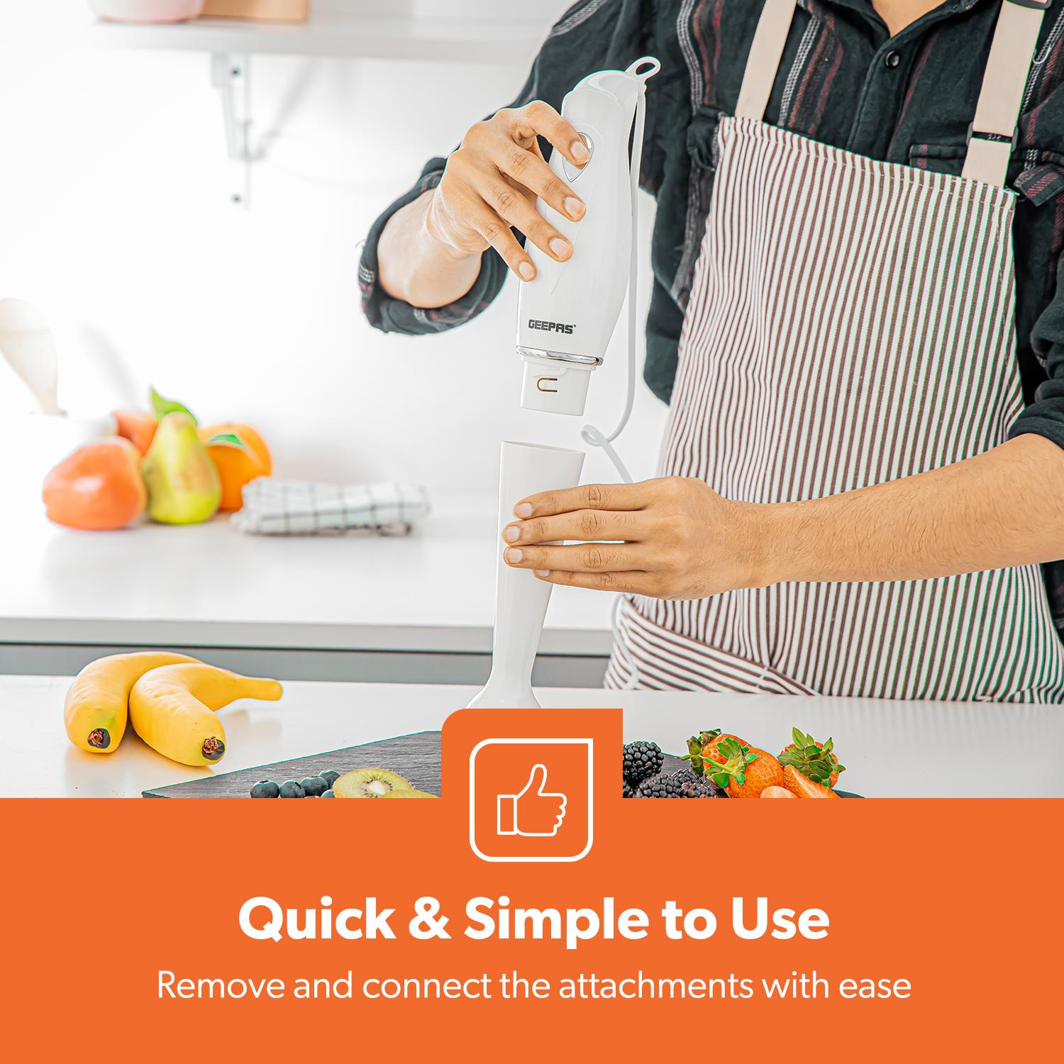 Electric Mixer & Hand Blender Set - 2-In-1 Handheld Whisk and Immersion Blender