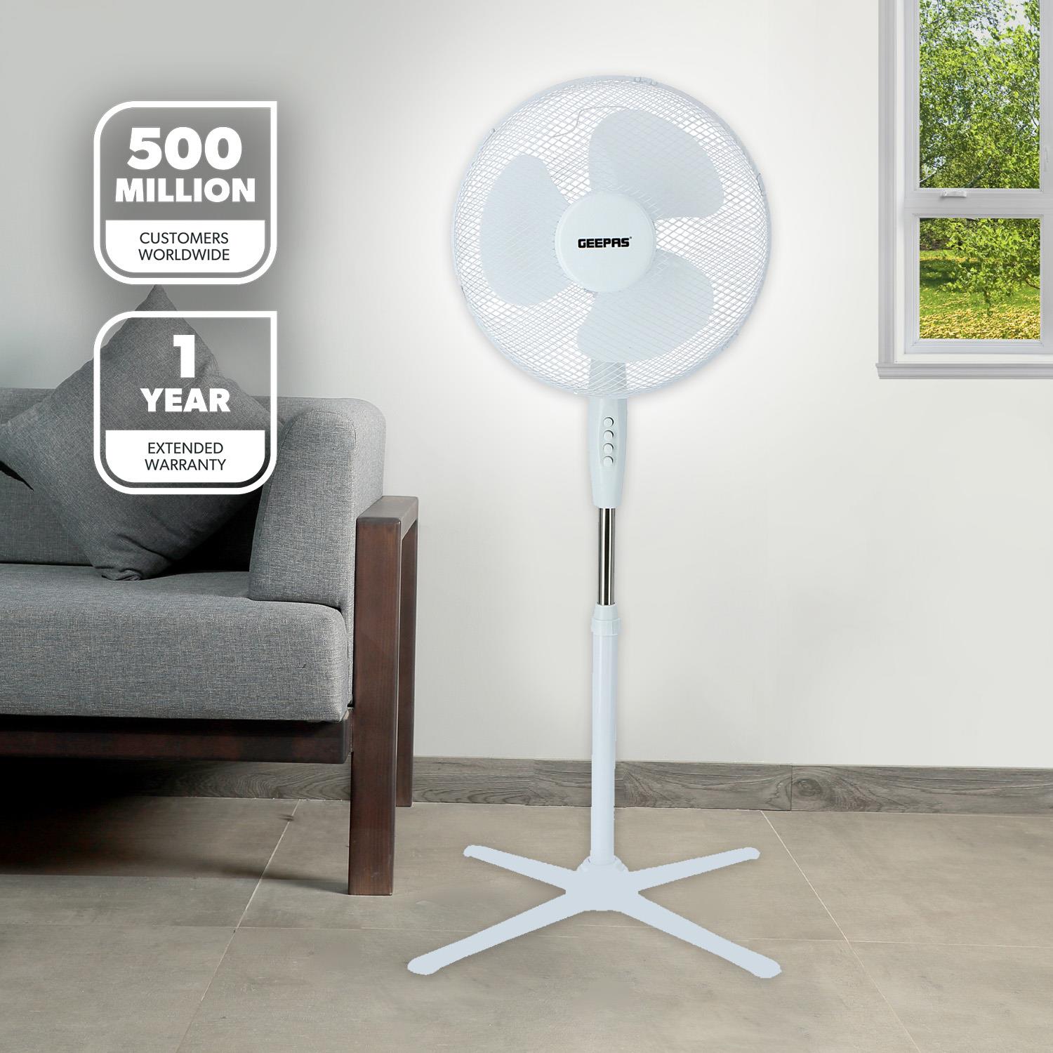 Set Of 2 Deluxe 16-Inch White Oscillating Pedestal Fans