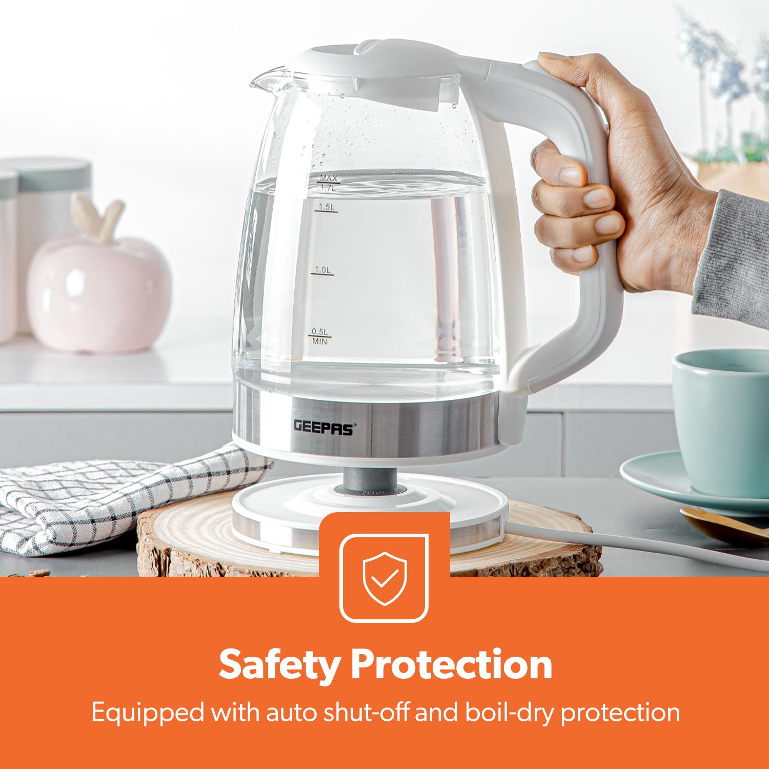 1.7L Glass Kettle, White Four Slice Toaster & Microwave Set