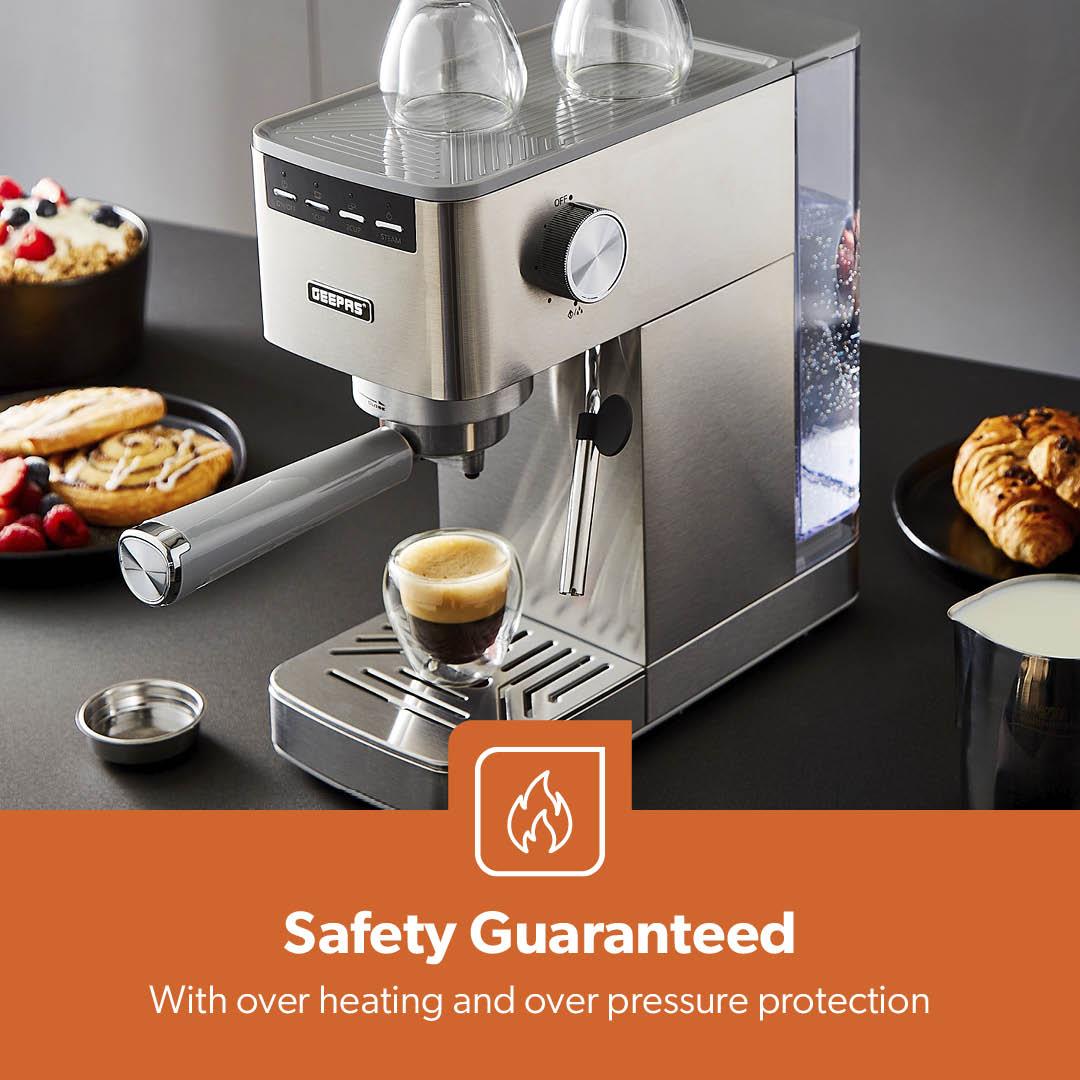 1450W Silver Slim Espresso Coffee Machine & Coffee Grinder Set