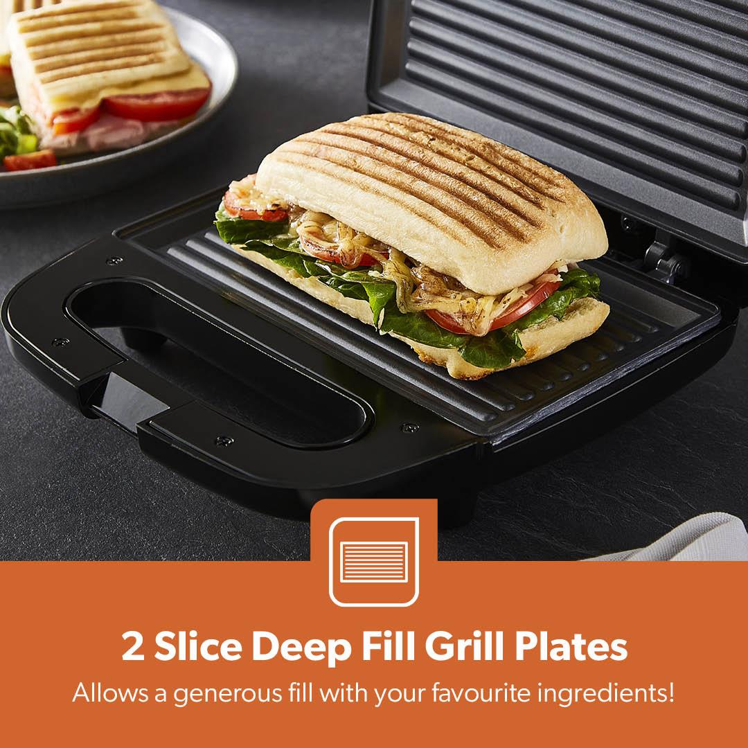 2-Slice Non-Stick Panini Sandwich Toasting Press & Grill
