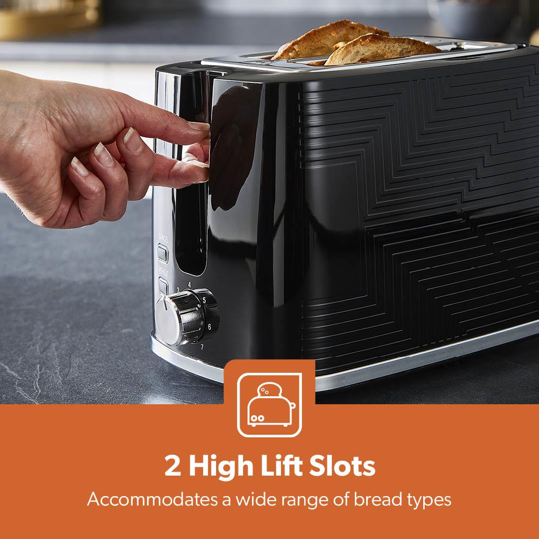 2-Slice Bread Toaster 7 Level Browning Control 900W Black