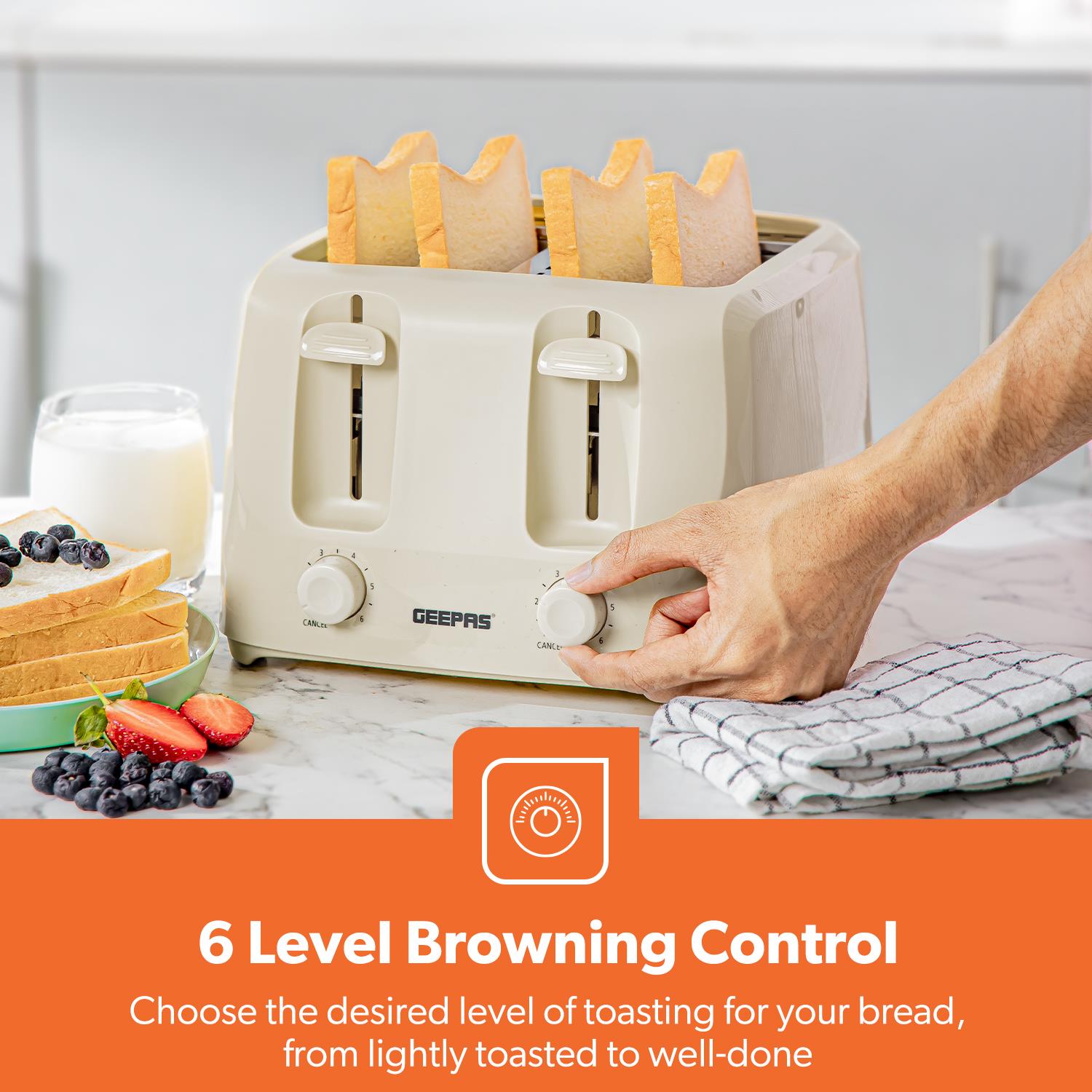 Plastic Beige 1.7L & 4-Slice Kettle and Toaster Set