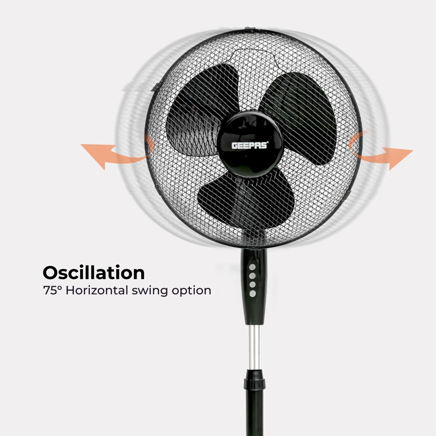 16-Inch Pedestal Fan With Oscillation (White, Grey, Black)