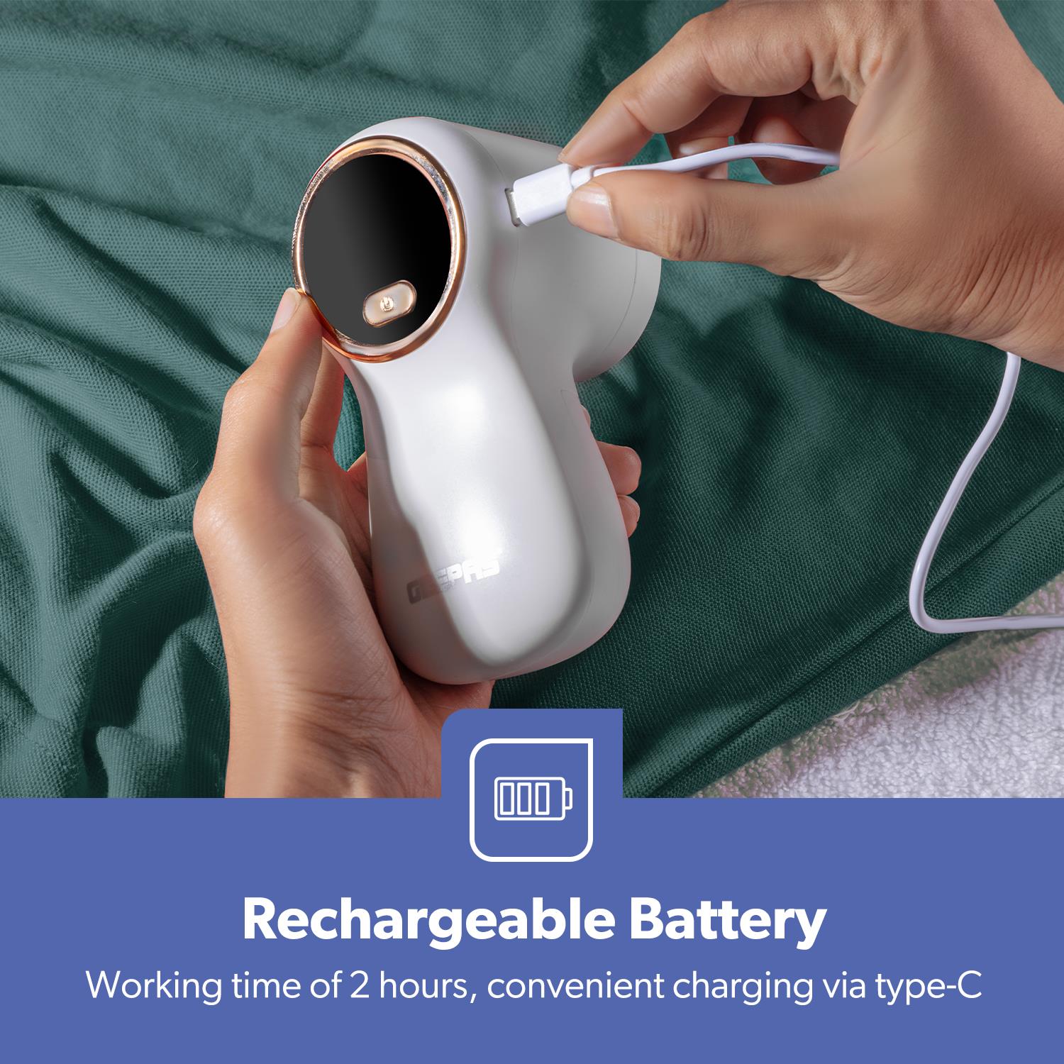 Digital White Battery Operated Fabric Shaver/Lint Remover