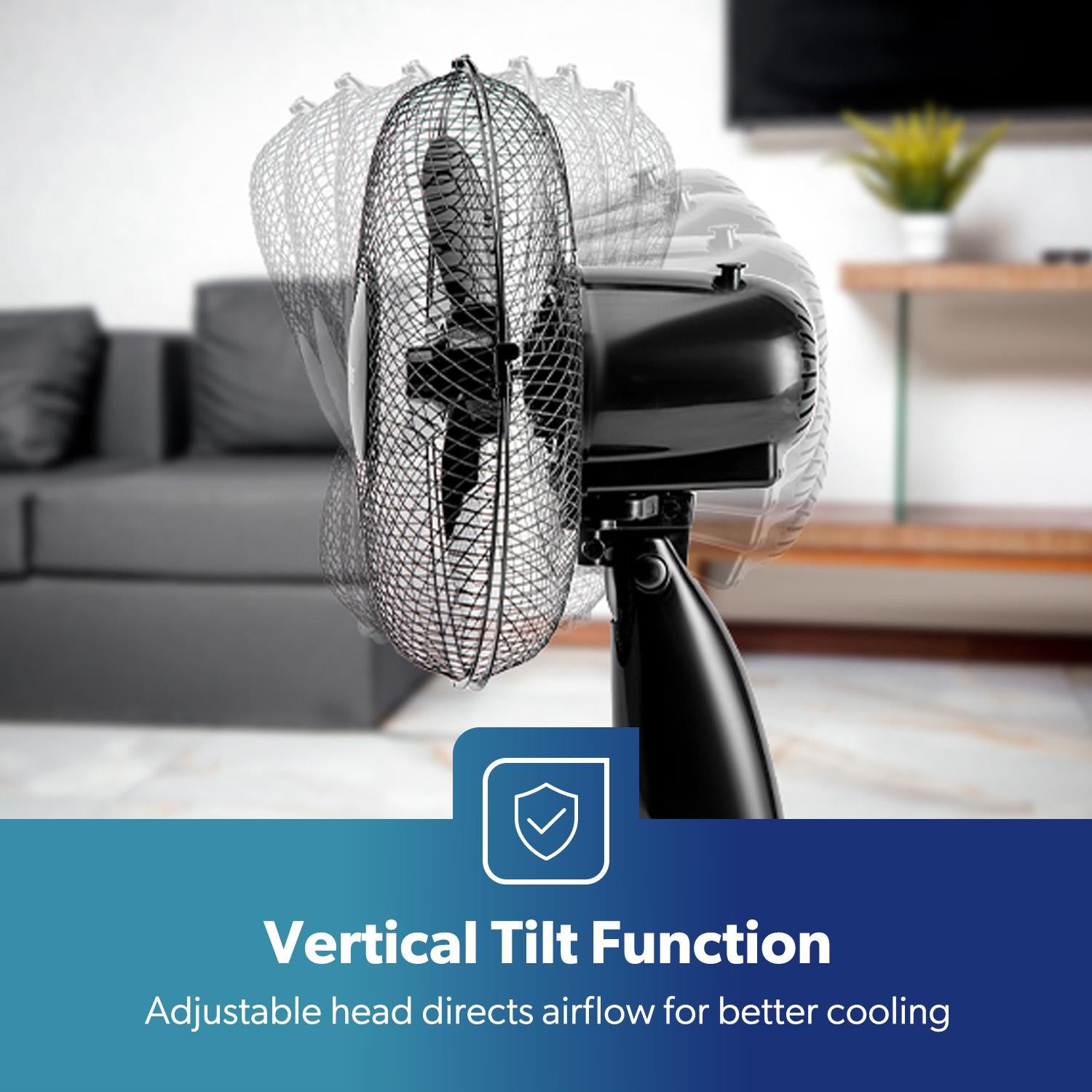 12-Inch Oscillating Black Table Fan with 3 Speed Settings