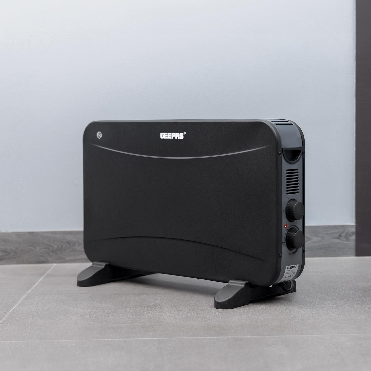 2000W Black Freestanding Convector Heater With Thermostat