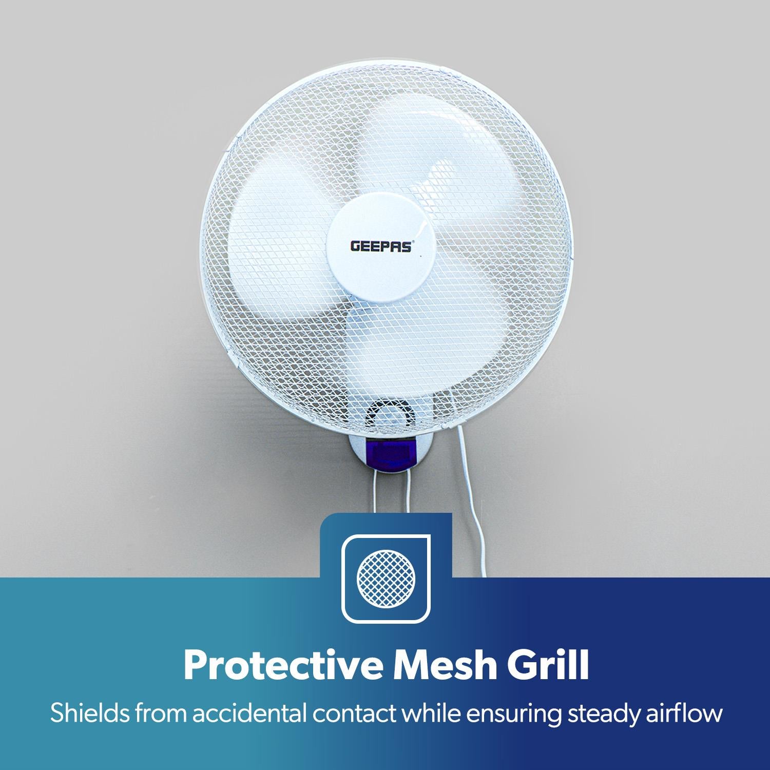16" White Remote Controlled Three-Speed Wall Fan 45W