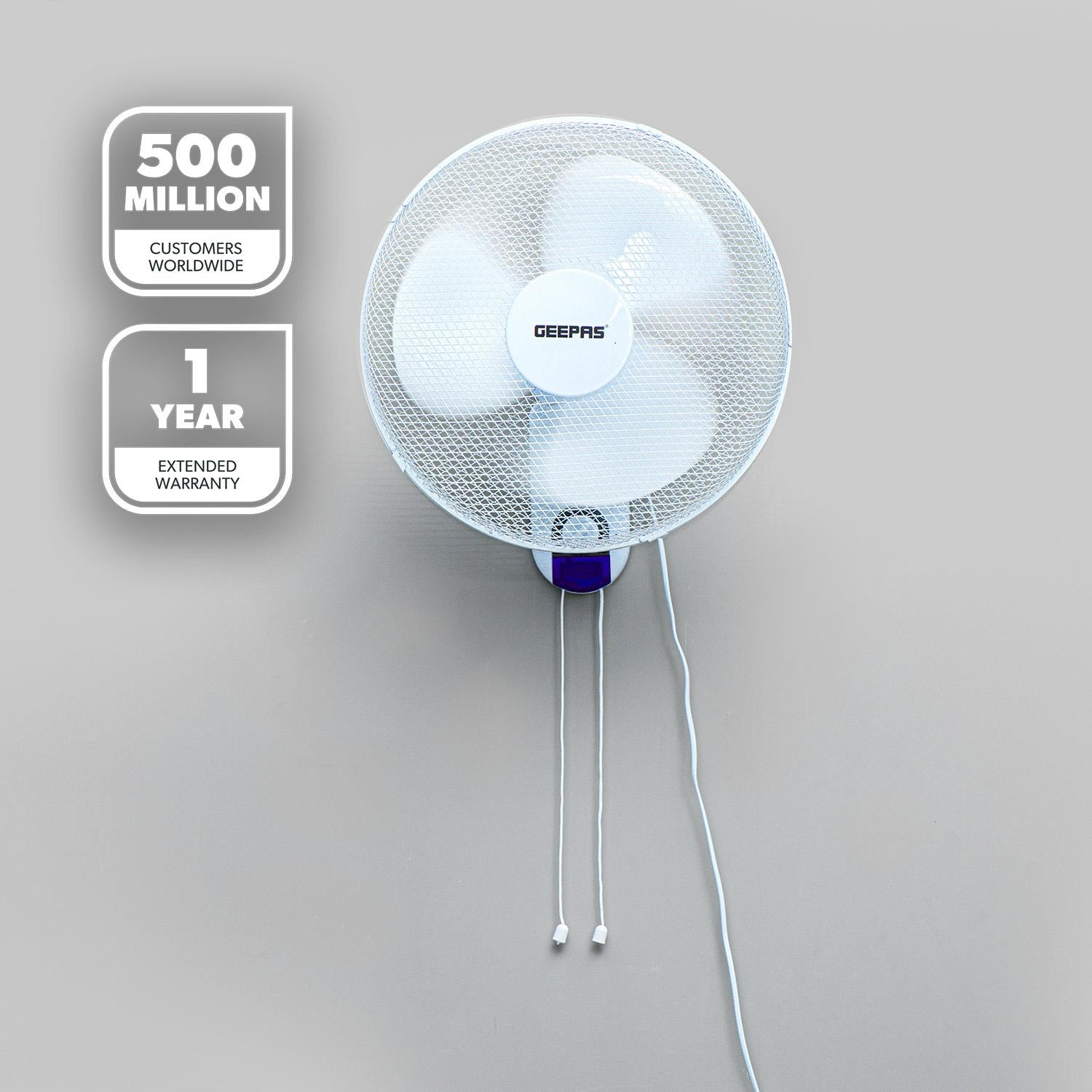 16" White Remote Controlled Three-Speed Wall Fan 45W