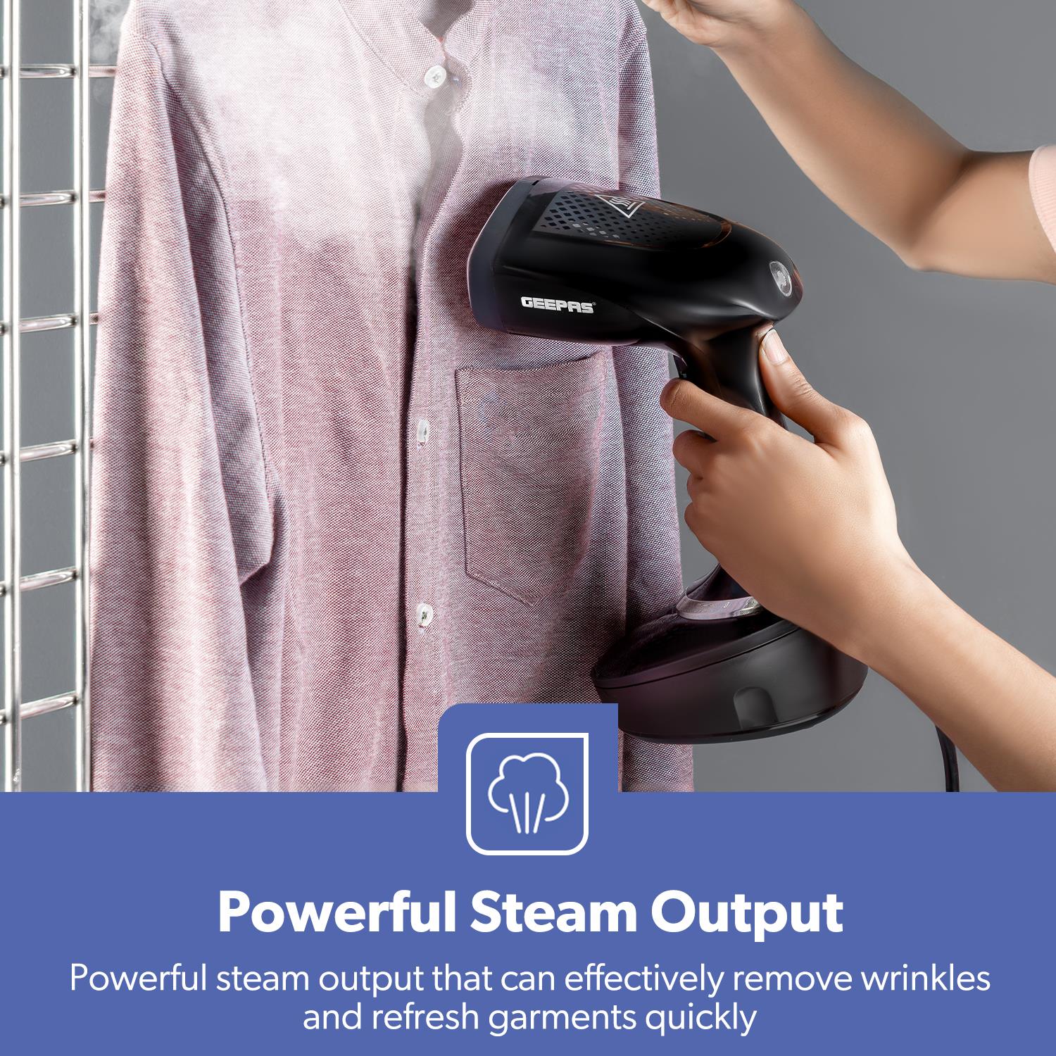 1500W Vertical Black Handheld Garment Steamer 400ml