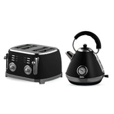 Black Retrovive Vintage Electric Pyramid Kettle & Toaster Set