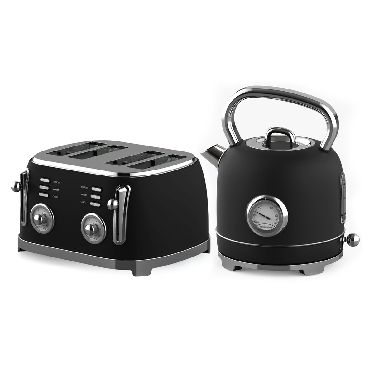 Retrovive Stainless Steel Vintage Dome Kettle and Toaster Set
