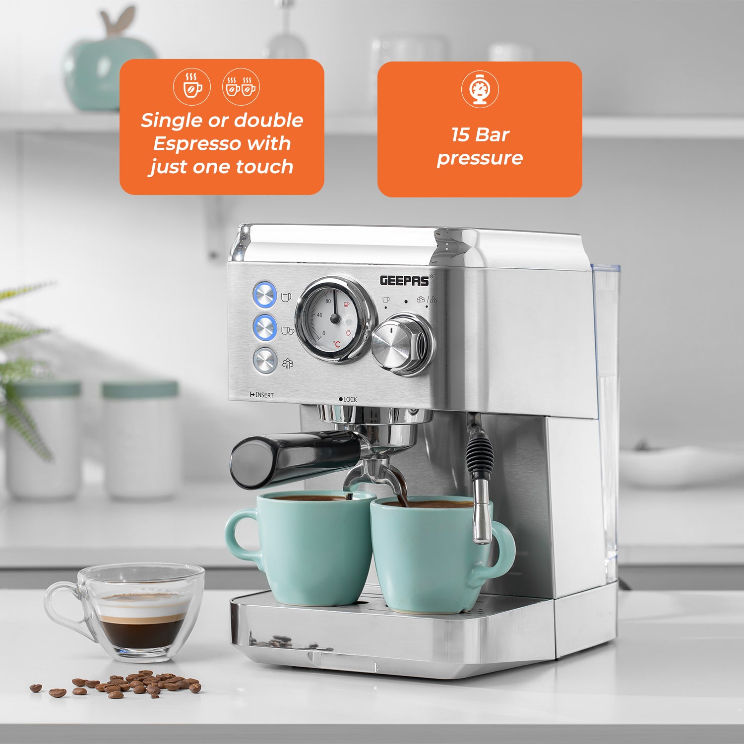15 Bar Espresso Coffee Machine & Burr Coffee Grinder Set