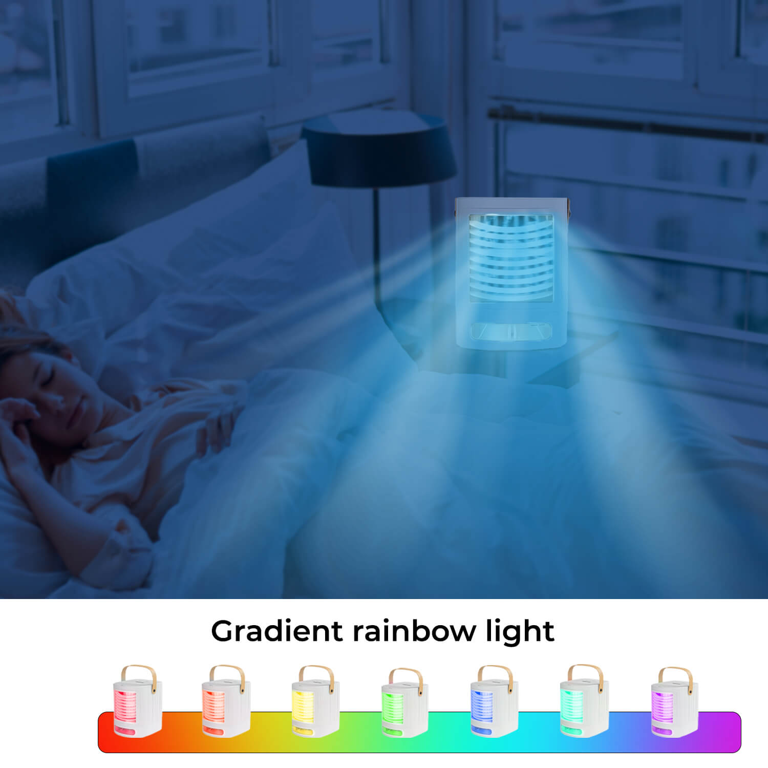 4-in-1 Mini Air Cooler and Humidifier With LED Light