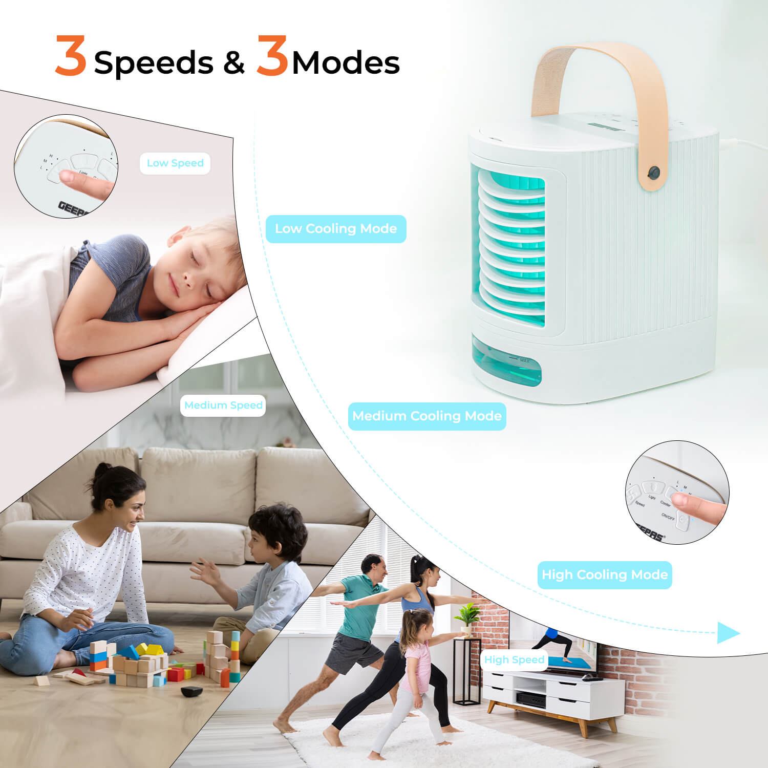 4-in-1 Mini Air Cooler and Humidifier With LED Light