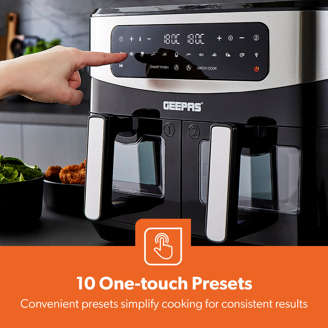 Large 9L Digital Vortex Air Fryer With Dual Baskets