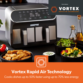8L 'Vortex' Large Stealth Dual Basket Air Fryer