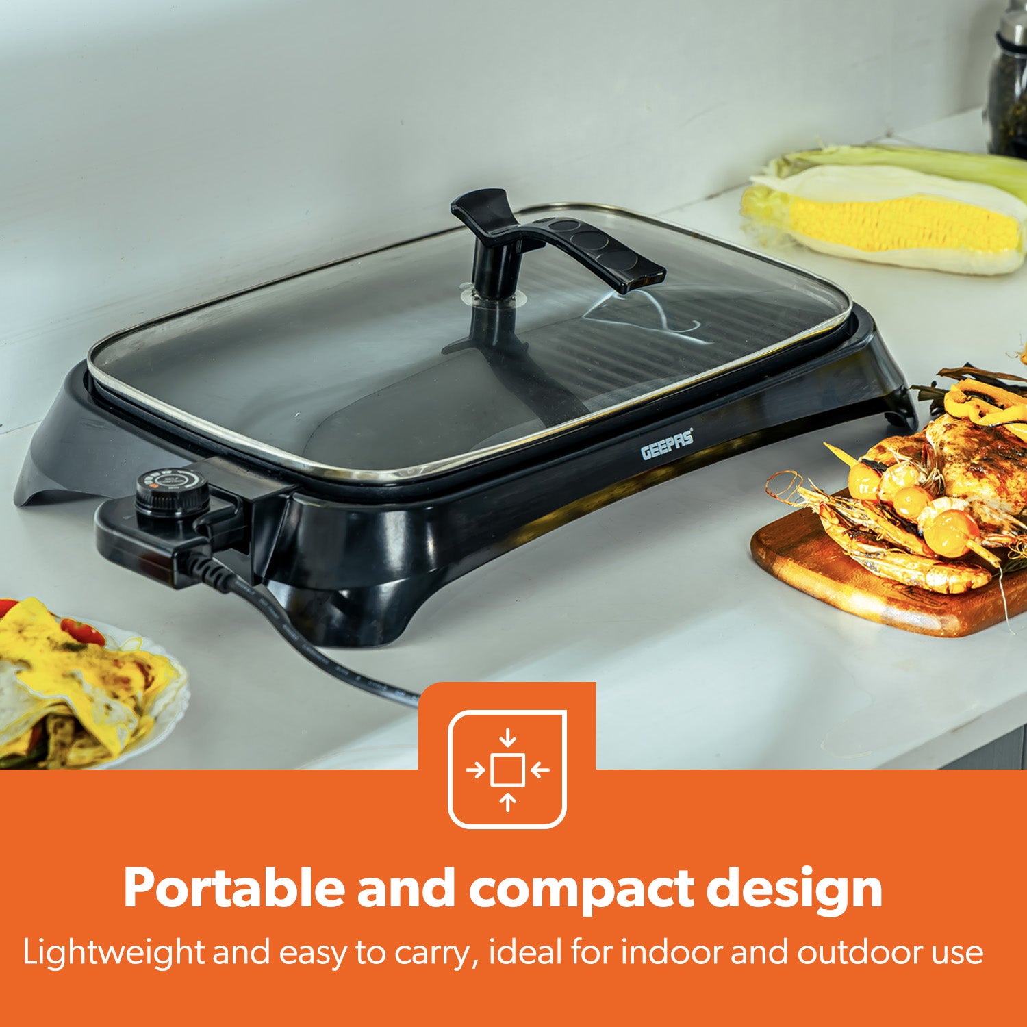 Indoor Smokeless Electric Barbeque Grill With Hot Plate