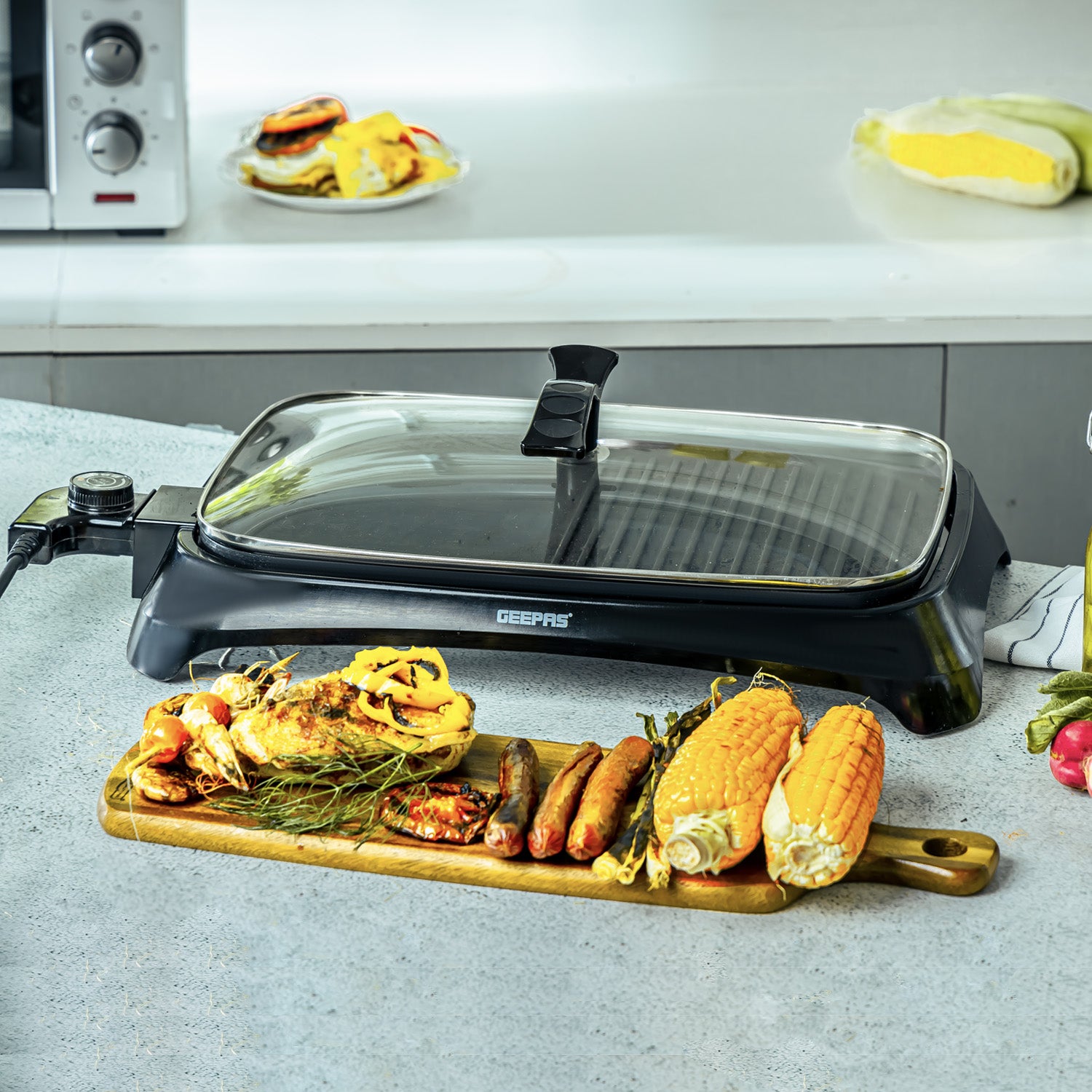 Indoor Smokeless Electric Barbeque Grill With Hot Plate