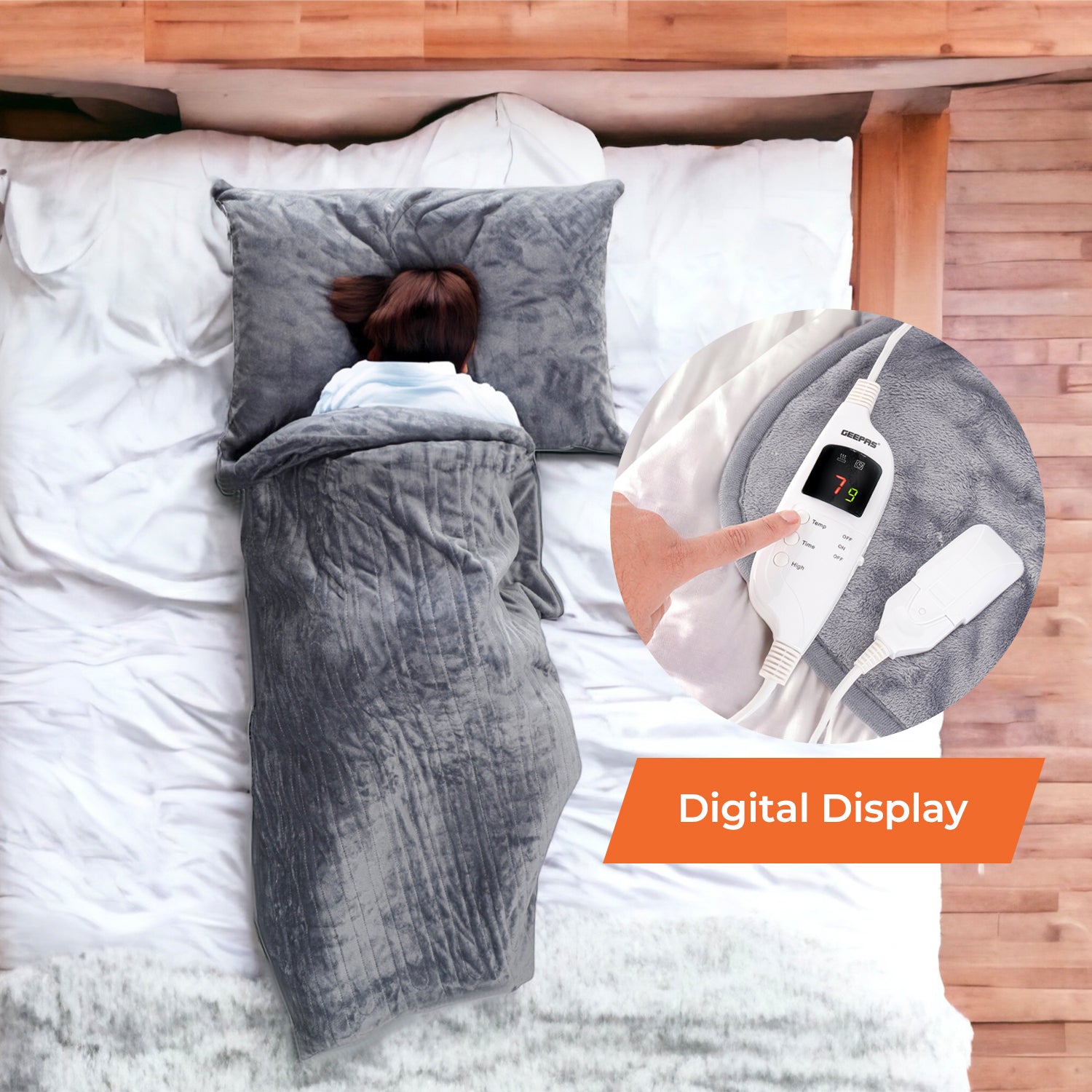 9-Heat Fluffy Heated Throw Electric Blanket With Timer