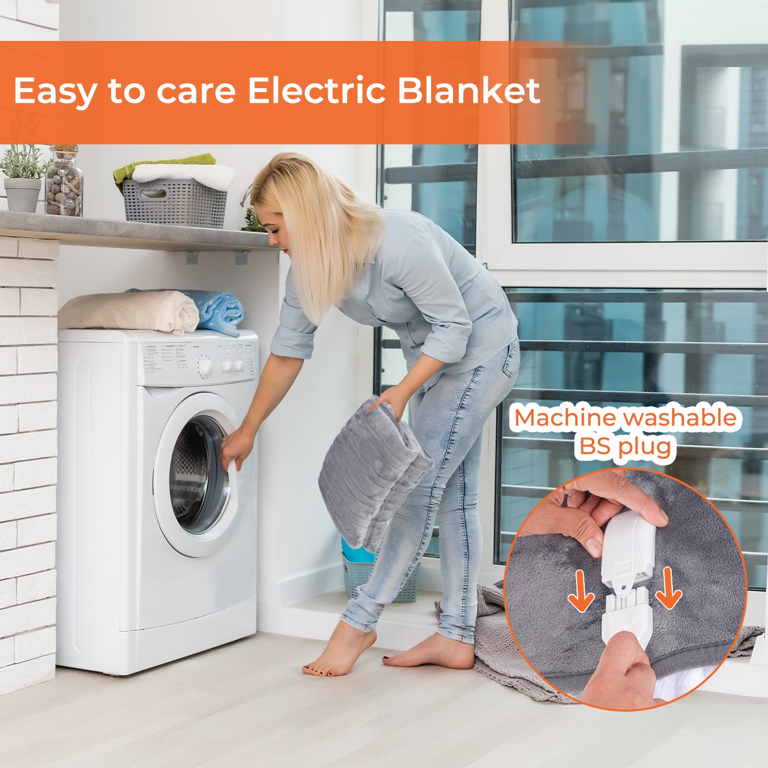 Grey Fluffy King-Size Heated Throw Electric Blanket With Timer