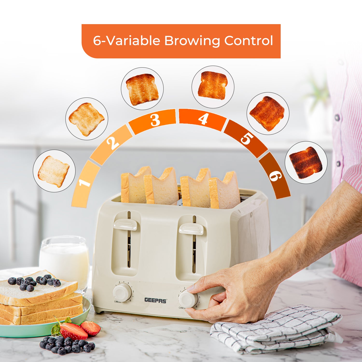 Plastic Electric Four Slice Bread Toaster