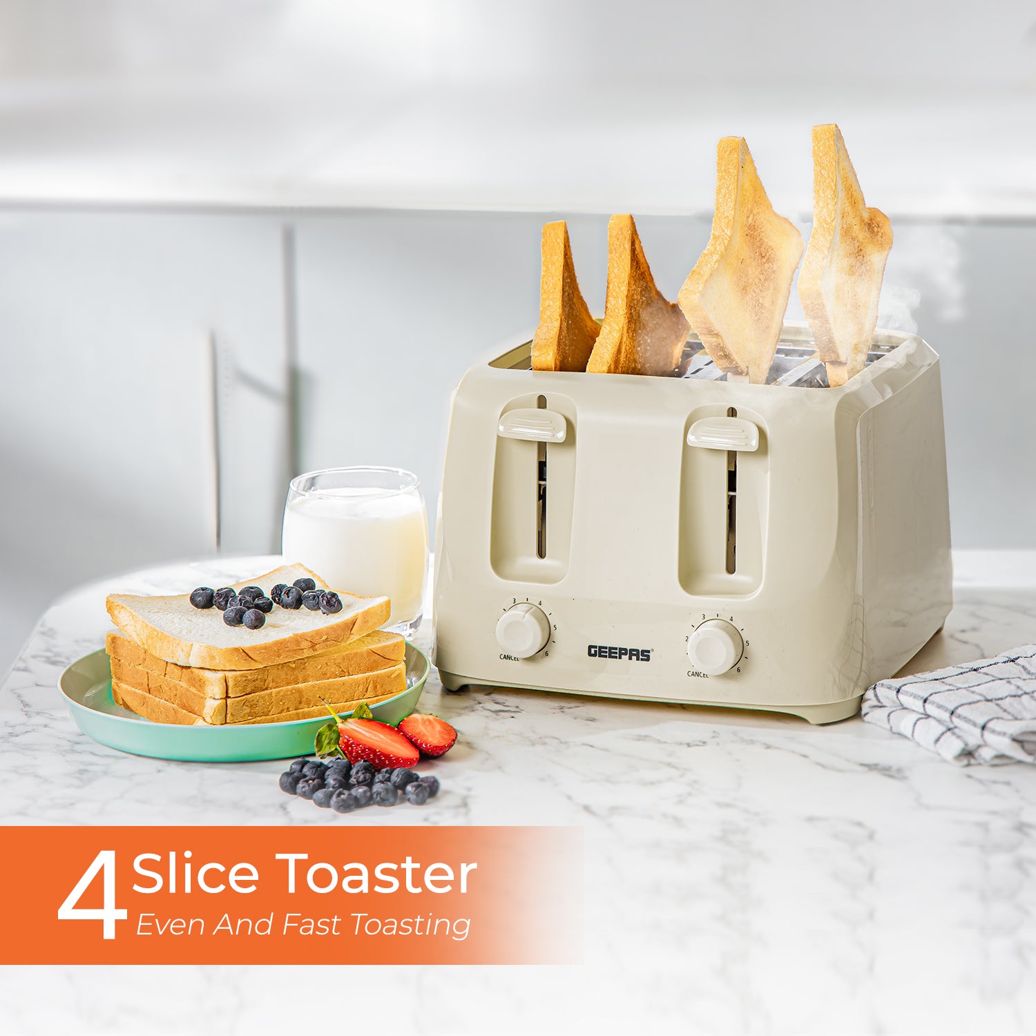 Plastic Electric Four Slice Bread Toaster