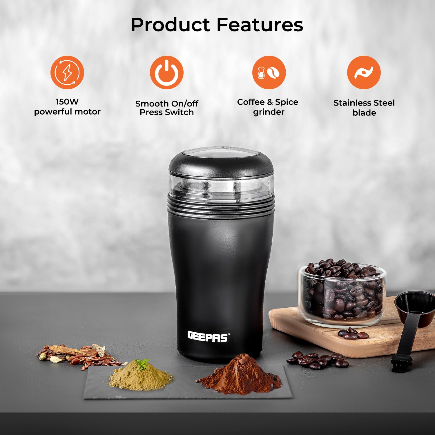 150W Stainless Steel Powerful Coffee Mill and Spice Grinder