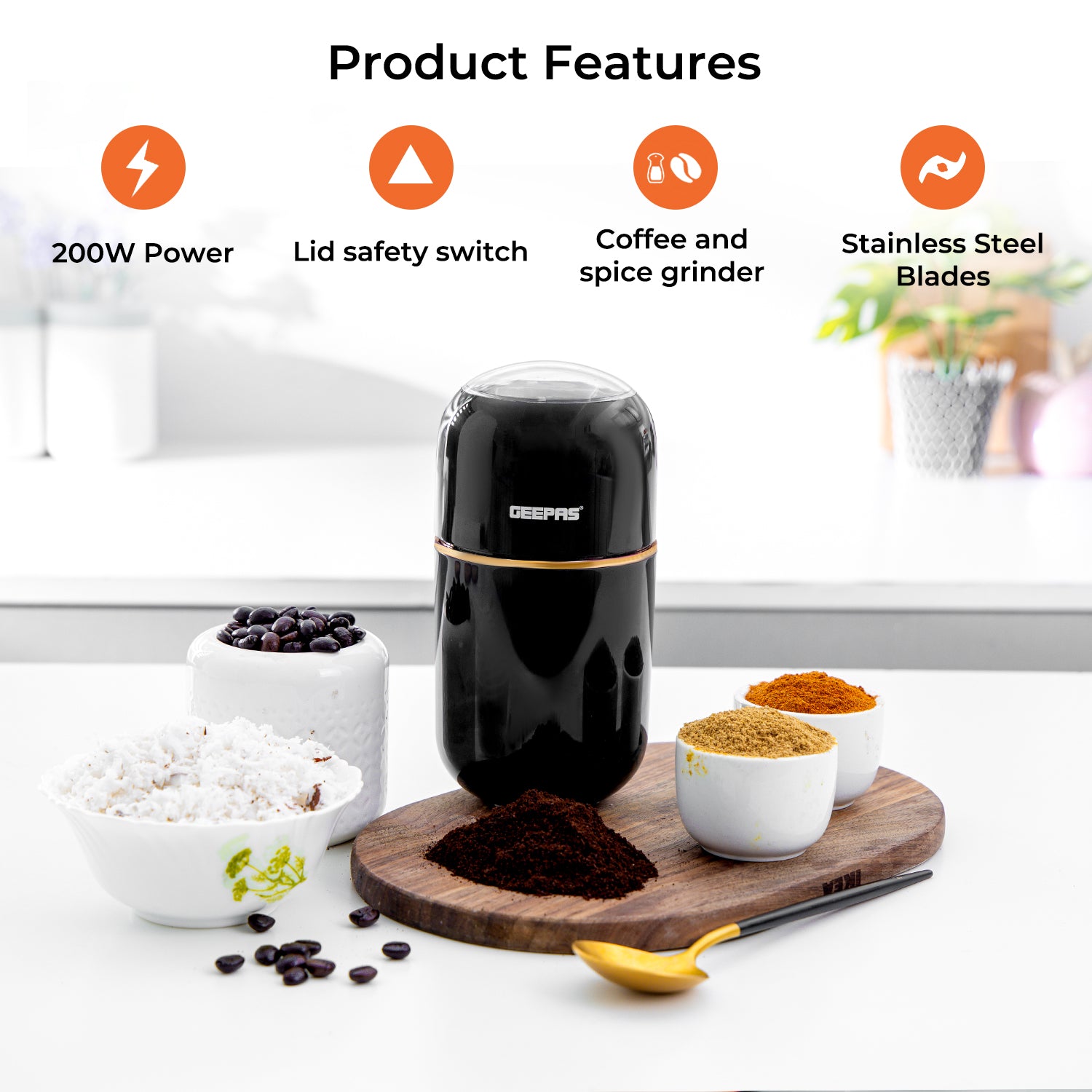 200W Press-Down Portable Bullet Coffee Grinder