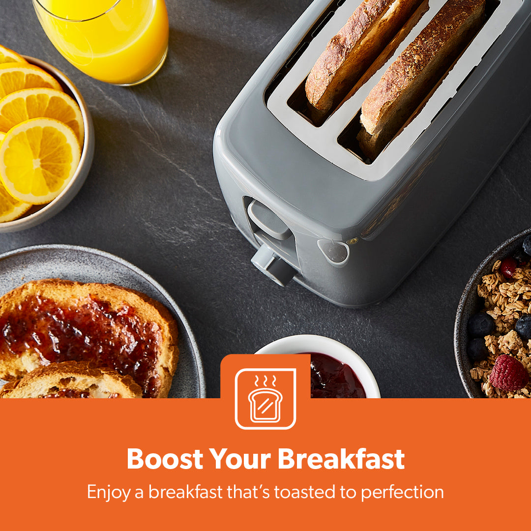 Grey 2-Slice Plastic Toaster With Crumb Tray