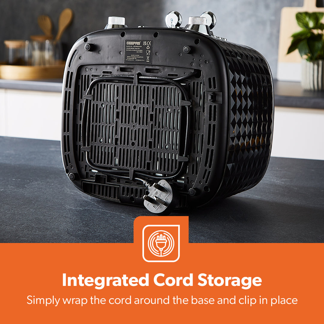 Black and Silver Honeycomb 4-Slice Bread Toaster 1750W