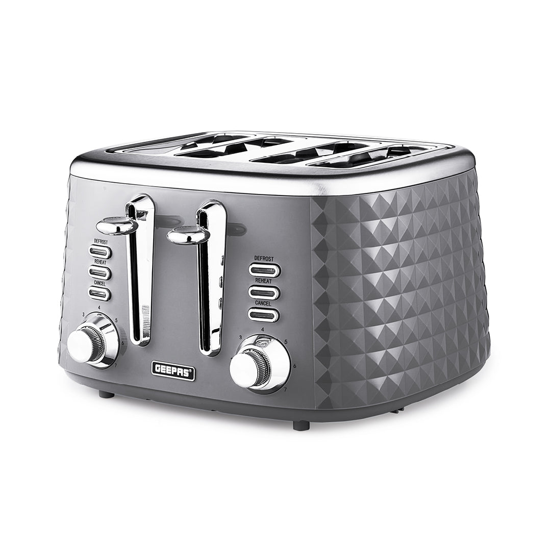 4-Slice Textured Grey Designer Bread Toaster