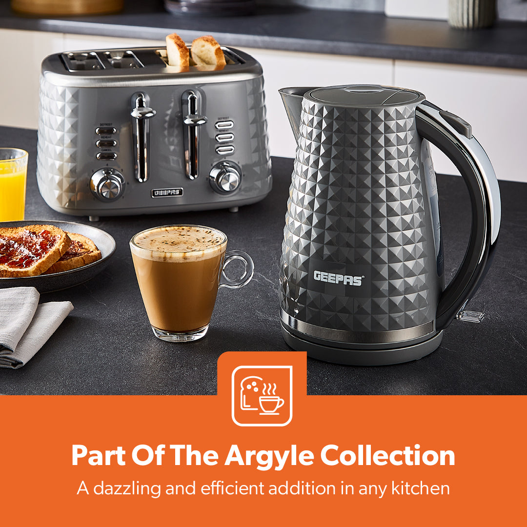 4-Slice Textured Grey Designer Bread Toaster