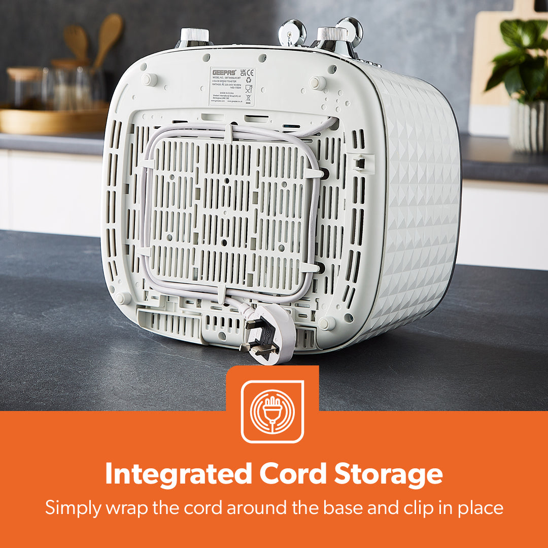 White Four-Slice 'Diamond' Bread Toaster
