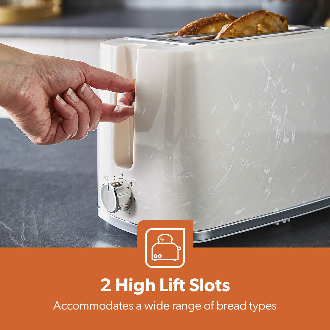 White 2-Slice Bread Toaster With 7-Level Browning Control