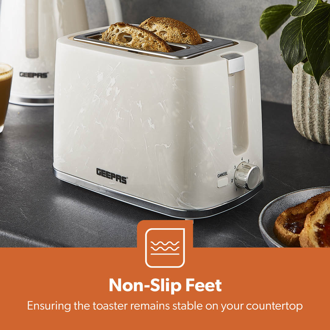 White 2-Slice Bread Toaster With 7-Level Browning Control