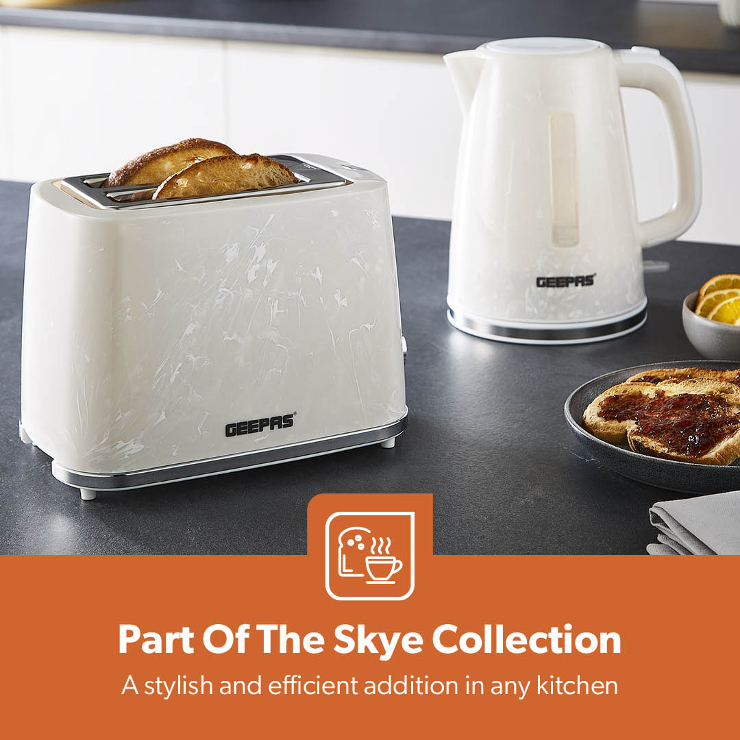 White 2-Slice Bread Toaster With 7-Level Browning Control