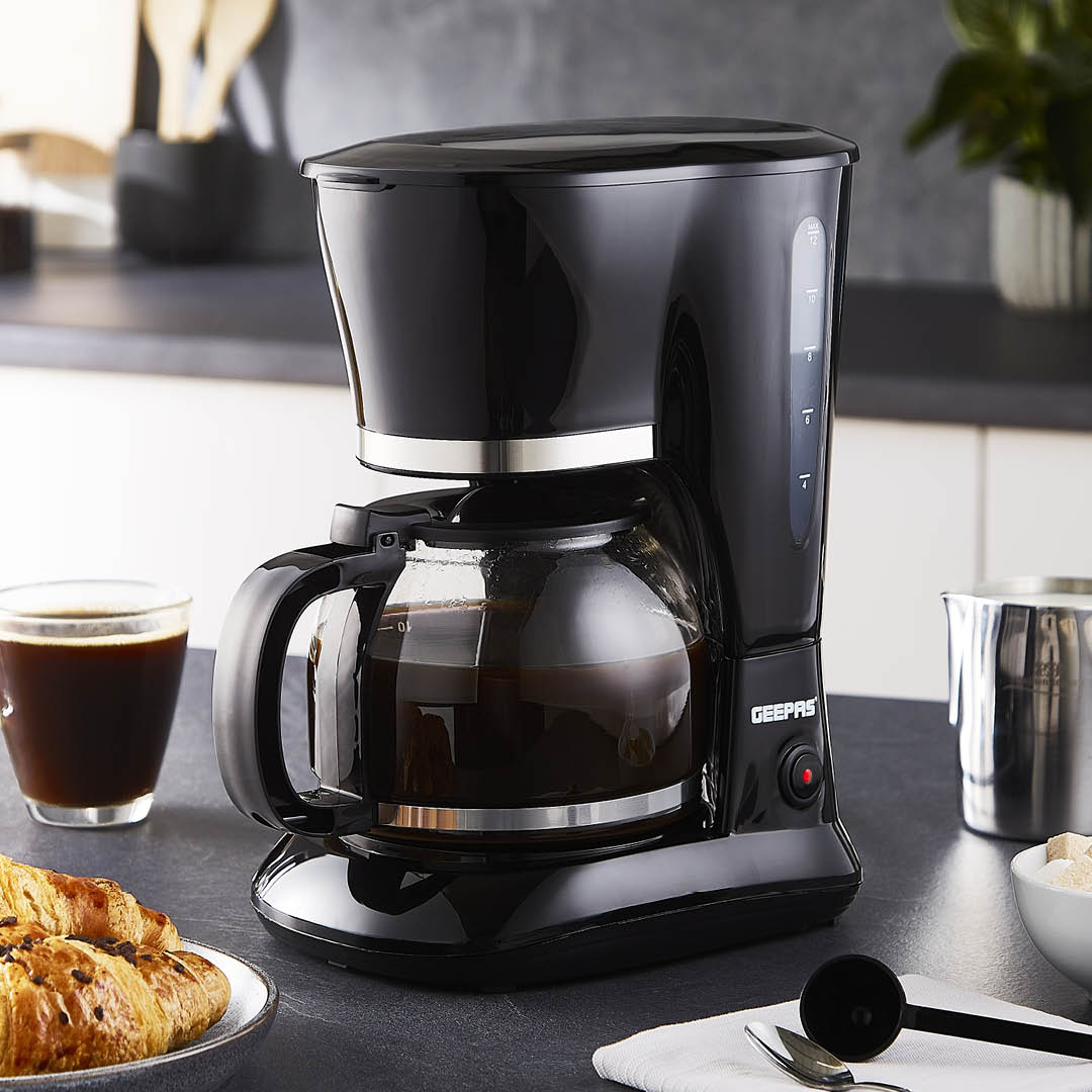 1.5L Black Automatic Filter Coffee Machine With Glass Carafe