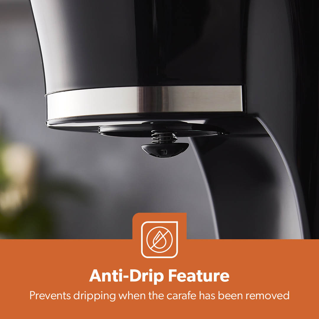 1.5L Black Automatic Filter Coffee Machine With Glass Carafe