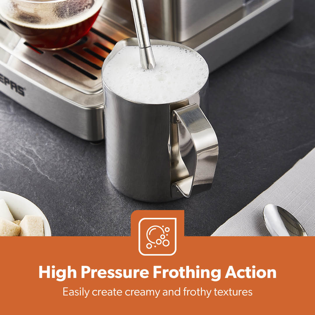Luxury 20-Bar Espresso Silver Coffee Machine With Milk Frother
