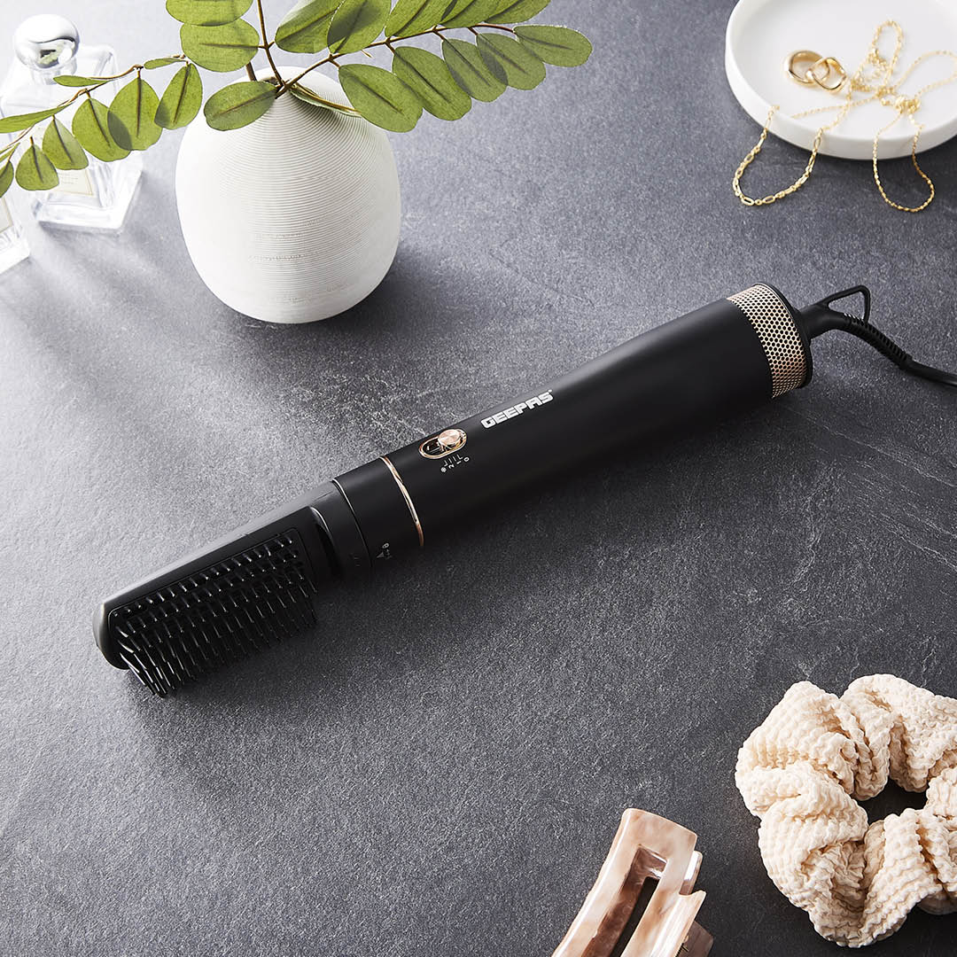 Black & Rose Gold Heated Hair Straightening Hair Brush and Styler